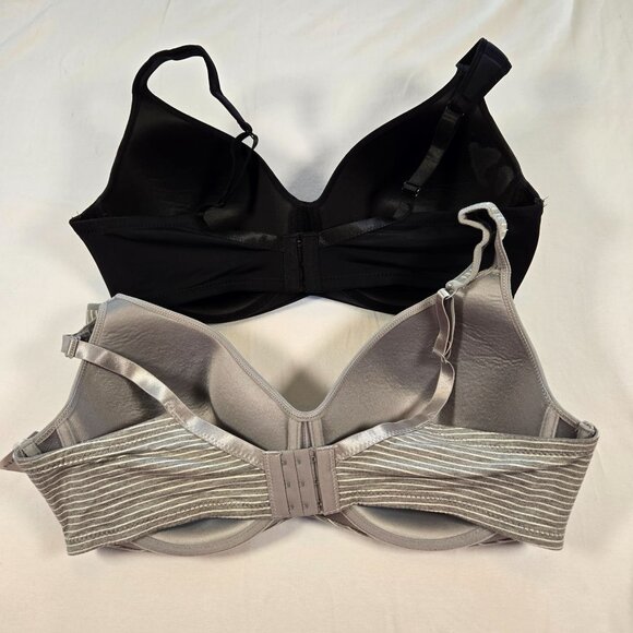 Nautica Intimates 40DD 2-Pack Lightly Lined Wire-Free Strap Bras Black & Grey - Picture 3 of 6